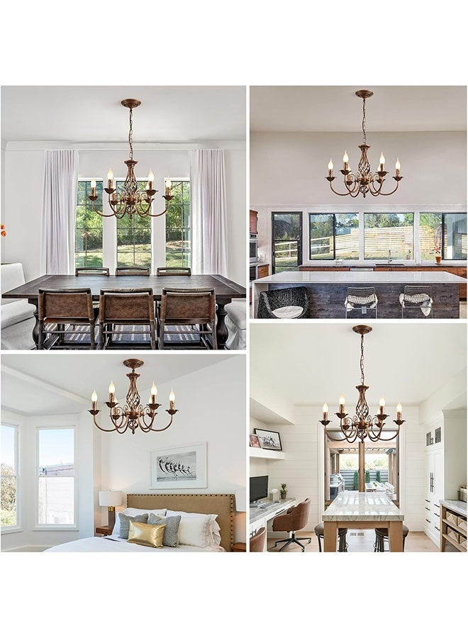 أجريون ثريا بأسلوب ريفي تقليدي، شمعدان حديد مطروق عتيق برونزي قابل لضبط الارتفاع، لمبة سقف 6 أضواء لمبة علوية مزرعة لغرفة المعيشة المطبخ غرفة الطعام، قاعدة E14 (لا تحتوي على لمبات).ثريا بأسلوب ريفي تقليدي، شمعدان حديد مطروق عتيق برونزي قابل لضبط الارتفاع، لمبة سقف 6 أضواء لمبة علوية مزرعة لغرفة المعيشة المطبخ غرفة الطعام، قاعدة E14 (لا تحتوي على لمبات). - Image 4